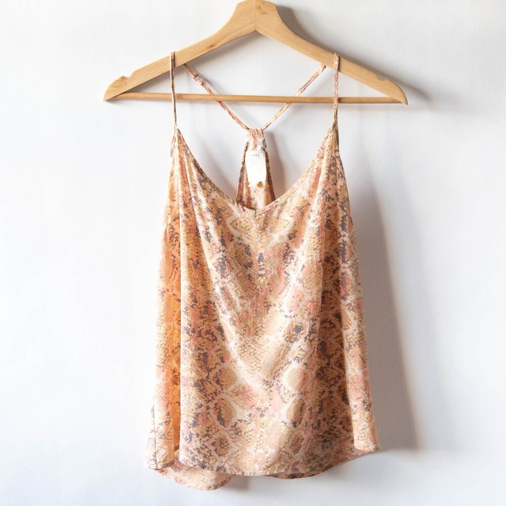 E by Eloise Anthropologie Silk Snakeskin Print Racerback Cami Tank Top